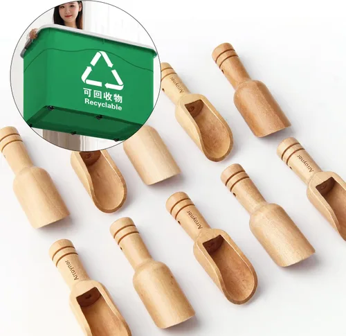 Vista 6 de Arroyner - 20 mini cucharas de madera, mini cucharas de bambú, cucharas de sal para baño, cucharas pequeñas para especias para exfoliantes