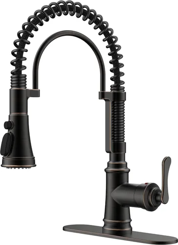 Vista 31 de FORIOUS Grifo de cocina con rociador extraíble, grifo de fregadero clásico de resorte extraíble de acero inoxidable comercial de una sola manija