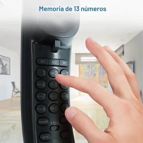 Vista 7 de Teléfono con cable AT&T TR1909 Trimline con identificador de llamadas, Negro