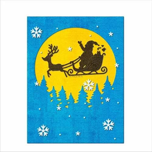Vista 5 de Troqueles de corte de metal de reno de Papá Noel para hacer tarjetas, kit de troqueles en relieve de papel, suministros de bolsillos