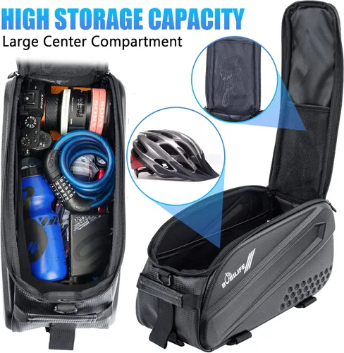 Vista 2 de Bolsa de transporte para maletero de bicicleta, impermeable, para viajes, expedición, bolsa de transporte para casco de carga con soporte