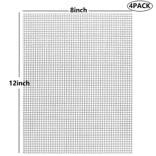 Vista 3 de Malla de Acero Inoxidable 5 Mallas con Diámetro de Alambre de 1MM, Paquete de 4 de 12x8 Pulgadas (305x203mm) Hojas de Malla Metálica Duras