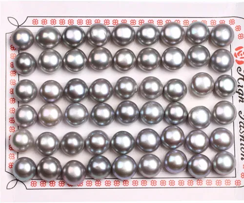 Vista 3 de 27 pares de perlas cultivadas de agua dulce medio perforadas de grado AAA para aretes y fabricación de joyas (gris)