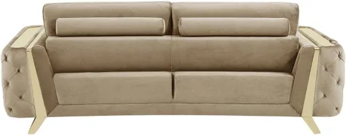 Vista 11 de Blackjack Furniture Lucca Collection - Sofás de terciopelo para sala de estar con marco de madera brasileña tapizado y patas de acero inoxidable, 2