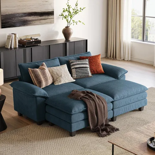 Vista 13 de LINSY HOME Cloud Sofa - Silla decorativa con tumbona otomana para interiores, sofá de pana perfecta para sala de estar, apartamento, oficina, beige