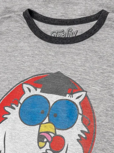 Vista 2 de Tee Luv Camiseta de Mr Owl How Many Licks para hombre, Tootsie Pop Candy Ringer