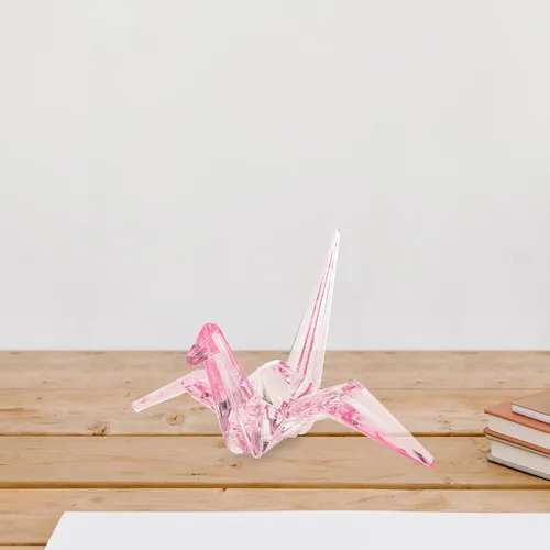Vista 9 de TEHAUX Adornos acrílicos, estatua de grulla de origami transparente, figura en forma de grúa, figura de papel para decoración de mesa de comedor