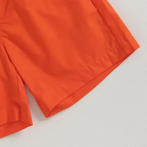 Vista 6 de Conjunto de camiseta de manga corta con cabeza de calabaza para bebé niño, traje de Halloween, pantalones cortos naranjas de verano