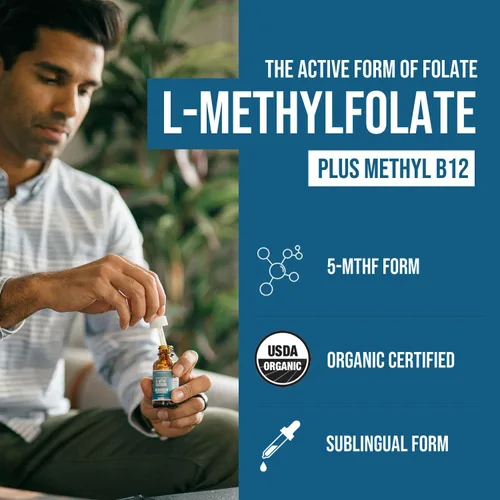 Vista 2 de Metilfolato orgánico L 7.5 mg más metil B12 Cofactor – Metabólicamente activo 5-MTHF, forma superior de folato – Sabor a bayas orgánicas