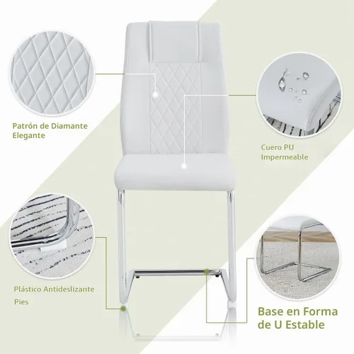 Vista 5 de Juego de mesa de comedor de cristal para 6.71 pulgadas, mesa de comedor para 6, mesa rectangular grande de vidrio templado y 6 sillas de piel Mesa
