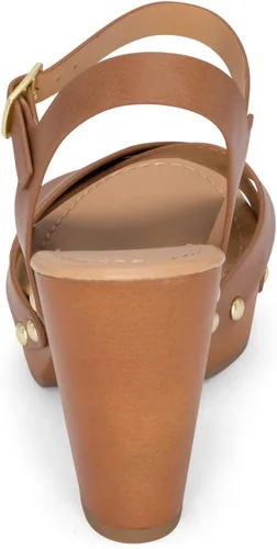 Vista 5 de STYLISH S SHIFT - Sandalias de tacón de plataforma de madera sintética con correa de tobillo y puntera abierta para mujer