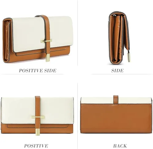 Vista 34 de CLUCI Cartera de cuero triple grande para mujer