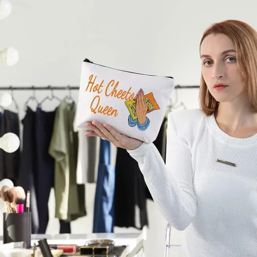 Vista 3 de WZMPA Bolsa de cosméticos para alimentos de mazorca de maíz, regalos para amantes de la comida, bolsa de maquillaje con cremallera de reina caliente