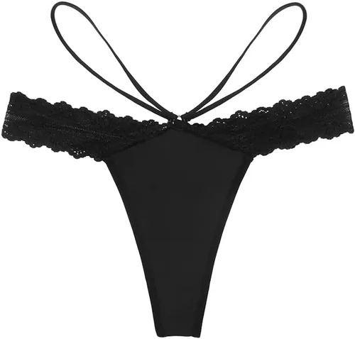 Vista 6 de Lyeacs Tangas de encaje para mujer, cómodas y transpirables, paquete de ropa interior sexy y atrevida