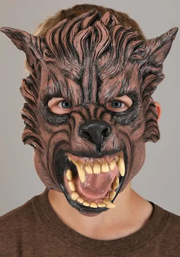 Vista 4 de Fun Costumes Máscaras inmortales de látex de lobo marrón, máscara de Halloween para adultos, máscara de hombre lobo aterradora para disfraz
