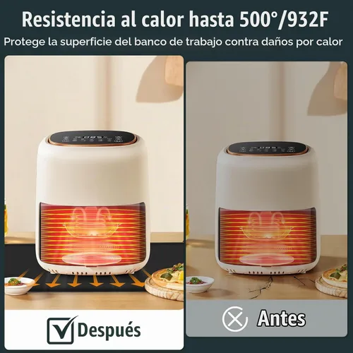 Vista 5 de Alfombrilla resistente al calor de 23.5"X15.5" para sitio de freidora de aire, alfombrilla de silicona ignífuga para encimera de cocina