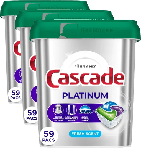 Vista 12 de Cascade Platinum Cápsulas para lavavajillas, detergente para lavavajillas, jabón detergente para platos, fresco, 12
