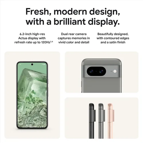 Vista 2 de Google Pixel 8 - Smartphone Android desbloqueado con cámara Pixel avanzada, batería de 24 horas y potente seguridad - Avellana - 128 GB