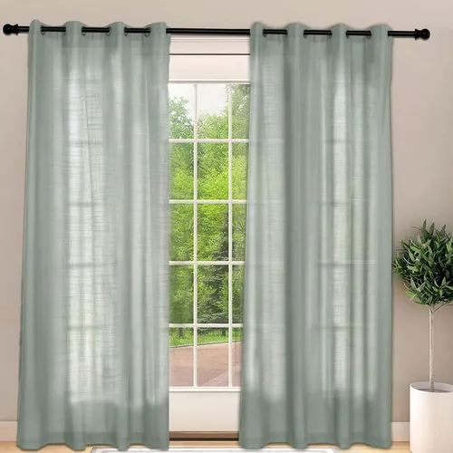 Vista 8 de Frelement Cortinas opacas extralargas de 108 pulgadas de largo, para sala de estar, cortinas de lino con bloqueo de luz, cortinas con aislamiento