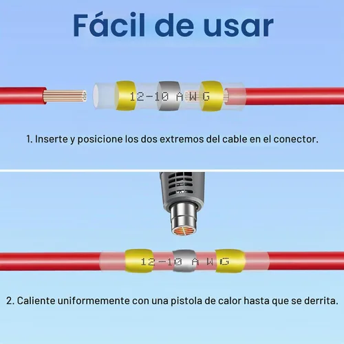 Vista 5 de ZIPCCI 120 piezas de conectores de cable de sellado por soldadura - Kit de conectores de tope termorretráctiles para cableado eléctrico