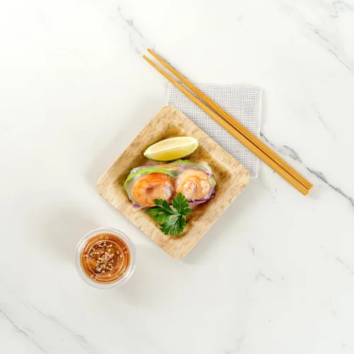 Vista 8 de Restaurantware Bambuddha - Platos de bambú de 4.7 x 4.7 pulgadas, 100 platos duraderos para aperitivos, platos desechables de bambú