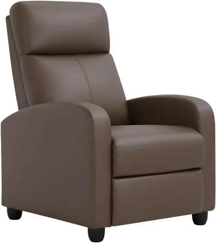 Vista 22 de BestMassage Silla reclinable con función de masaje de 2 puntos Cuero sintético marrón con soporte lumbar, empuje ajustable hacia atrás, PU