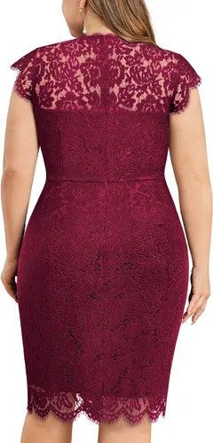 Vista 2 de Miusol Vestido de fiesta de noche formal sin mangas de encaje retro para mujer
