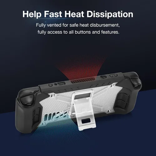 Vista 4 de MOSISO Funda compatible con Steam Deck, cubierta de TPU con correa para el hombro y soporte, cubierta protectora rígida resistente resistente