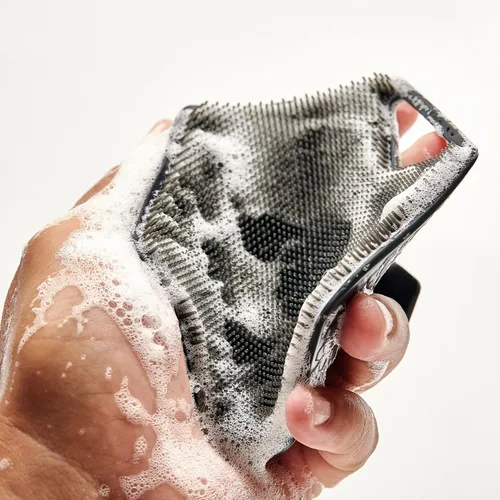 Vista 3 de TOOLETRIES - Exfoliante corporal y gancho – Exfoliante de silicona premium para limpiar, exfoliar y revitalizar tu piel – Accesorios de ducha