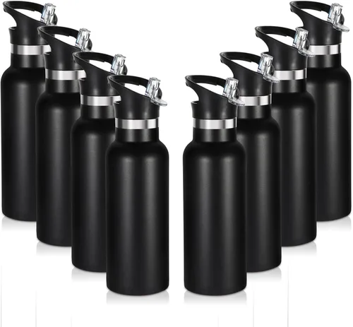 Vista 37 de Volhoply Botella de agua aislada para niños de 17 onzas, botellas de agua de acero inoxidable con tapa con pajilla, botella de agua de metal al