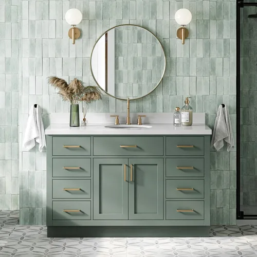 Vista 71 de ARIEL Hepburn - Tocador de baño de 30 pulgadas con fregadero, madera maciza, encimera y protector contra salpicaduras de cuarzo blanco puro de 1.5