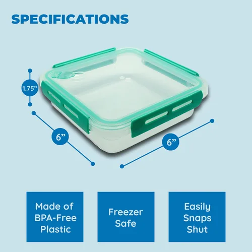 Vista 6 de Biosmart Contenedor para sándwich: 1 paquete reutilizable, sin BPA, almacenamiento de alimentos de plástico con cierre a presión, recipiente