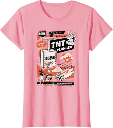 Vista 12 de Looney Tunes Wile E. Coyote - Camiseta de émbolo TNT, Blanco, S