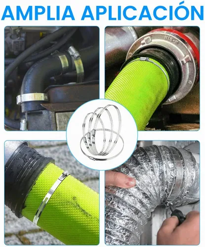 Vista 6 de Juego de abrazaderas de manguera - 10 piezas de abrazaderas de manguera de tornillo sin fin de acero inoxidable 304 de 3 pulgadas para línea