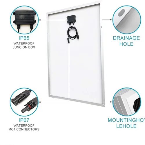 Vista 4 de Kit de panel solar de 100 vatios y 12 voltios fuera de la red con panel solar monocristalino de 120 W y controlador de carga MPPT de 20 A, monitor