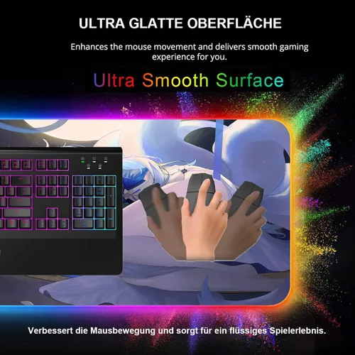 Vista 4 de Mouse Pads Sexy Anime Girl Gamer Pad Mouse Mat RGB LED Game Mats Office Deskmat Gaming Desk Mause Pads Pc XXL Desktop Keyboard Pad 24 inch x12 inch