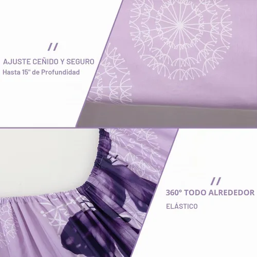 Vista 4 de ARTALL Juego de sábanas de 4 piezas con estampado de mariposa, sábanas de microfibra suave para todas las estaciones, incluye 2 fundas de almohada