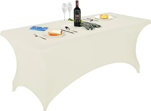 Vista 103 de FORLIFE - Funda de mesa de elastano, mantel ajustado de 4 pies para mesas rectangulares, funda elástica para patio, universal para bodas, banquetes