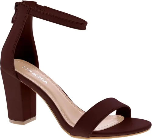 Vista 32 de TOP MODA Hannah-1 - Sandalias de tacón alto con tira en el tobillo elegantes, suela antideslizante, para boda, fiesta, baile de graduación Beige