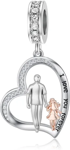 Vista 171 de PROESS Dije para padre, madre e hija, pulsera de plata de ley para pulseras, regalos de cumpleaños, día de San Valentín, para hija, madre, amante