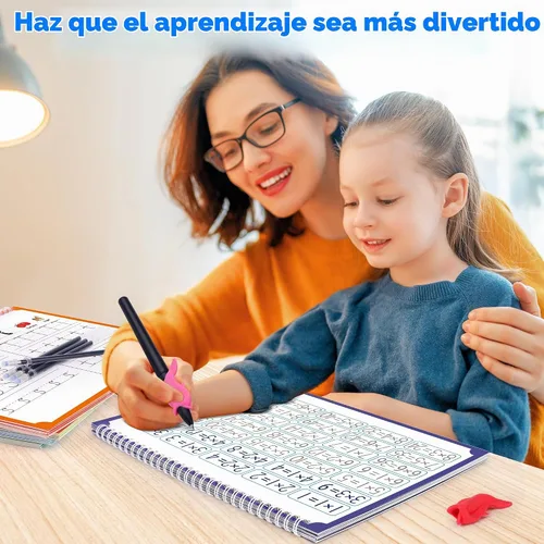 Vista 7 de Grandes libros de práctica de escritura con ranuras mágicas para niños, libros de escritura con ranuras reutilizables, libros de trazado de números