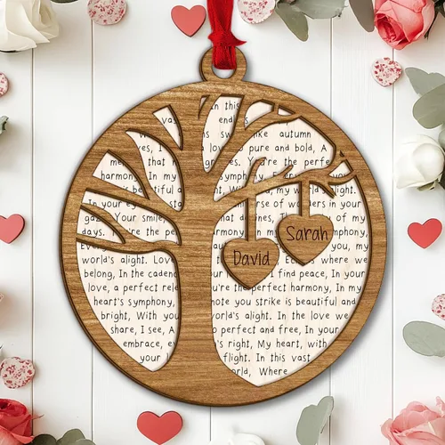 Vista 26 de Adorno personalizado para el primer aniversario, recuerdo romántico de corazón de cerámica con nombres y año, regalo para parejas, decoración única