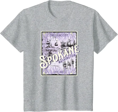 Vista 7 de Camiseta vintage Spokane Washington The Lilac City Carousel Waterfall, Negro