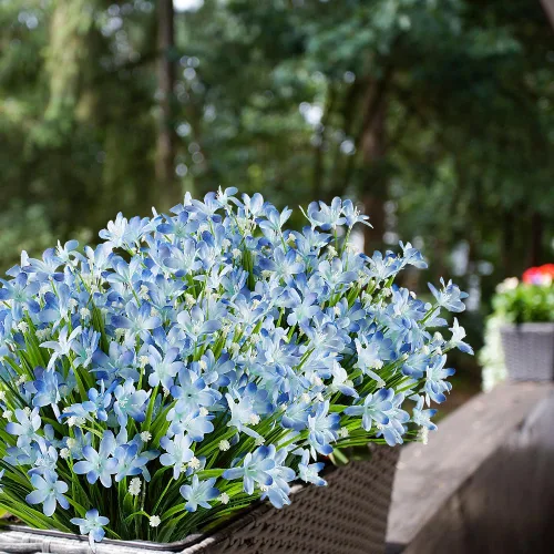 Vista 6 de 4 paquetes de flores artificiales de narcisos, vegetación artificial falsa resistente a los rayos UV, no se decolora, plantas de plástico sintético