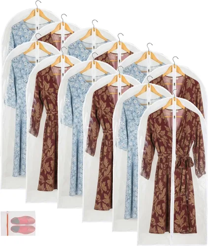 Vista 16 de Bolsa de ropa transparente para almacenamiento en el armario, bolsas de vinilo para colgar ropa, bolsas cortas para colgar ropa, fundas de abrigo