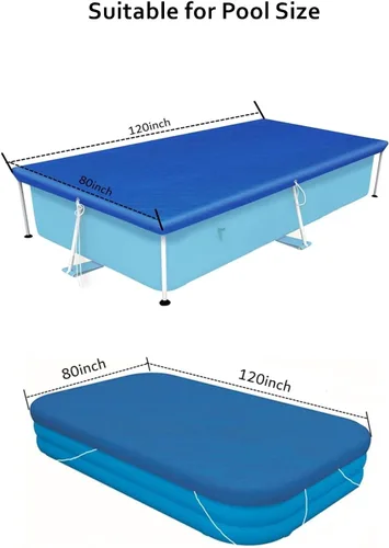 Vista 4 de Vanexiss - Cubierta para piscina, marco de 120 x 80 pulgadas, cubierta de piscina con cuerdas, rectangular, resistente a los rayos UV, cubierta
