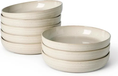 Vista 31 de famiware Milkyway - Juego de 4 cuencos para pasta, 33 onzas, hilo beige