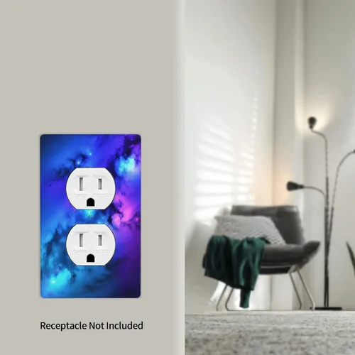 Vista 5 de Cubierta de placa de pared para interruptor de luz dúplex individual Galaxy para el hogar, dormitorio, cocina, decorativo, 4.5 x 2.76 pulgadas