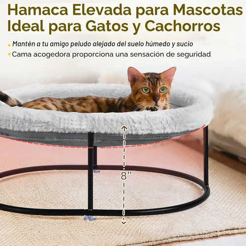 Vista 5 de Zoratoo Hamaca elevada para gatos de interior, cama mullida y cálida para gatos con funda de cama desmontable, cama portátil para mascotas elevada