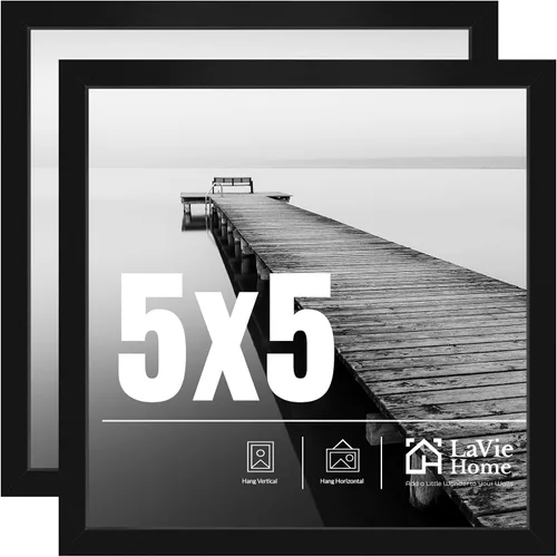 Vista 12 de LaVie Home Paquete de 2 marcos de fotos 2x3, marco de exhibición 2 x 3, marco de 2x3 negro con plexiglás HD, marco de exhibición para vertical u